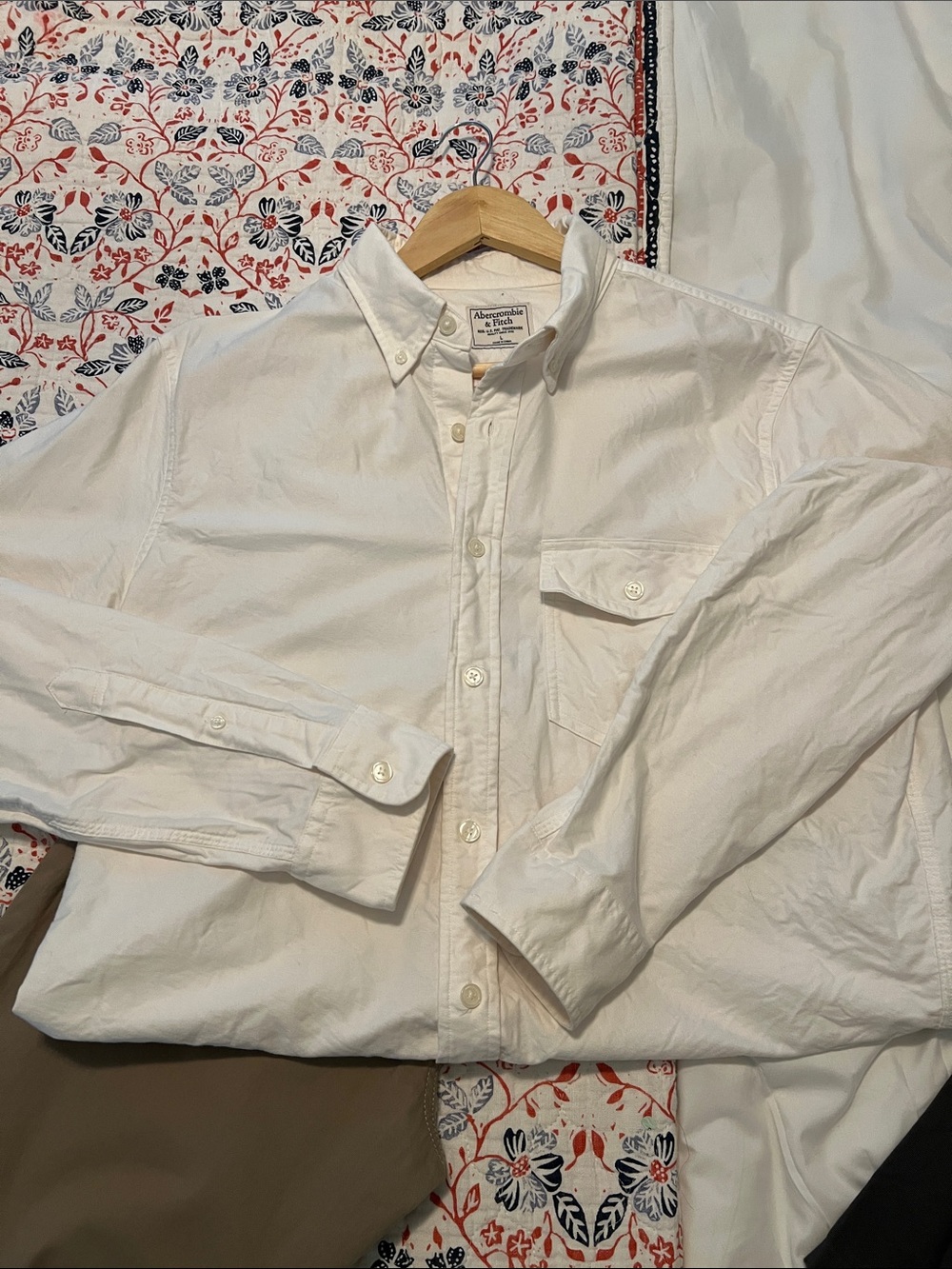 Abercrombie and Fitch Cream Button Up long sleeve